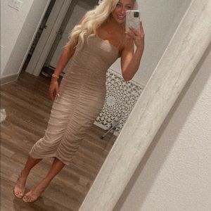 Nude mesh midi dress